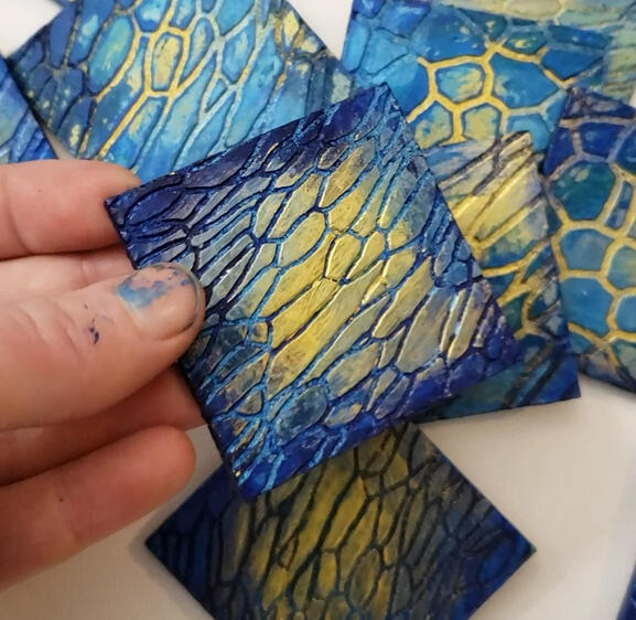 "Cell Cards" - 2" x 2" - Acrylic paint, Laser-etched masonite