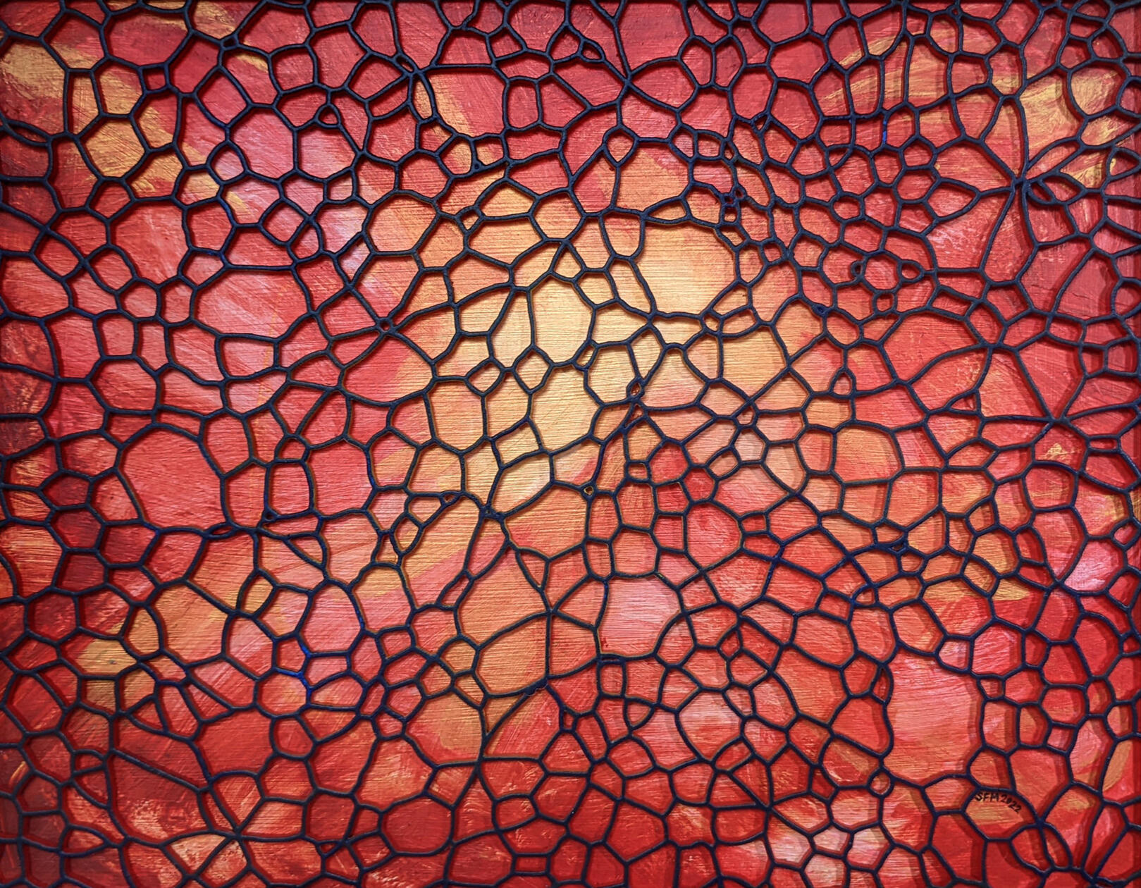 "Multifoliate Rose" - 11" x 14" - Acrylic paint, Spray paint, Laser-etched masonite